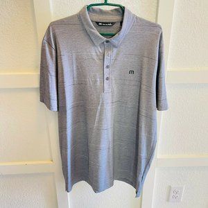 Travis Mathew Mens Gray Heathered Short Sleeve Spread Collar Polo Shirt Size XL